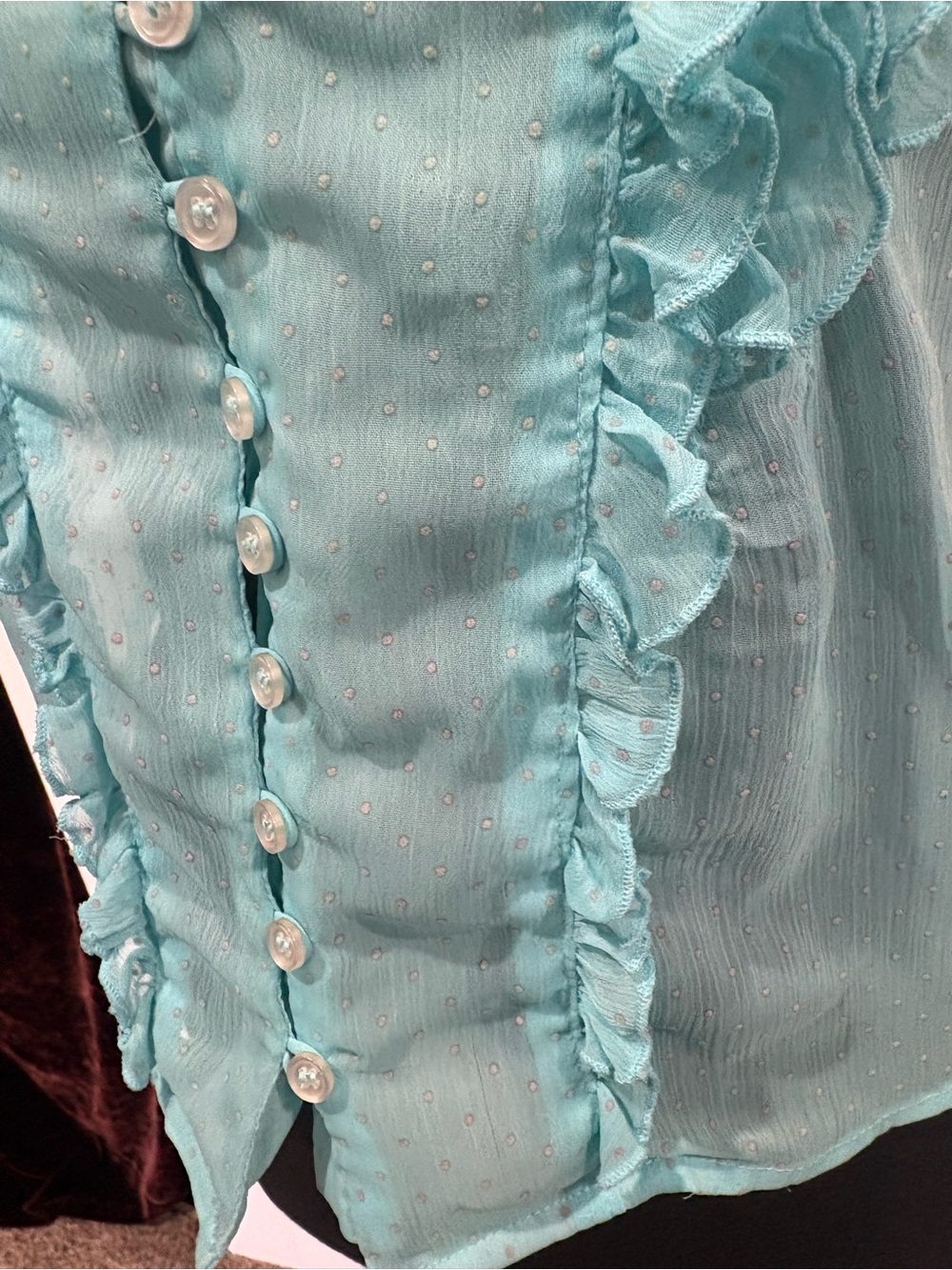 Ladies Ruffle Double-Breasted Blouse - Picture 8 of 8